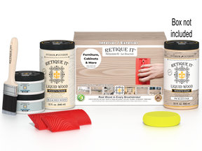Large Sun Bleached Wood'n Kit by Retique It® for finishing and restoring wood surfaces, includes brushes and accessories.