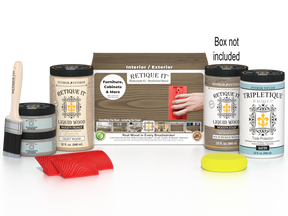 Large Weathered Wood Wood'n Finish Kit by Retique It® with interior top coat and tools for multi-purpose wood finishing.