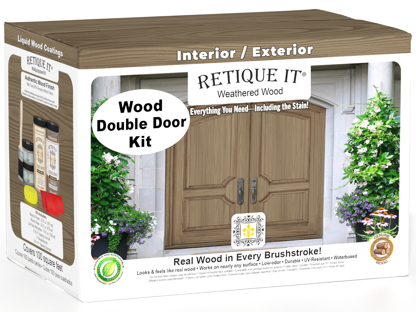 Wood'n Finish Front Door Kit (Double) - Weathered Wood — box hero
