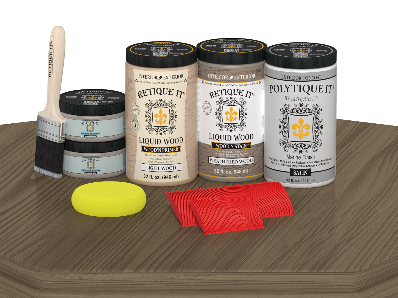 Wood'n Finish Front Door Kit (Double) - Weathered Wood — Satin kit contents