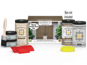 Wood'n Finish Front Door Kit (Double) - Weathered Wood — Matte kit contents with door box