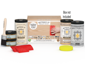 Retique It® Wood'n Finish Kit in warm oak color, includes wood stain and finishing supplies for furniture restoration.