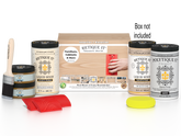 Retique It Wood'n Finish Kit in Walnut Oak, includes applicator tools and finishing supplies in a clear box.