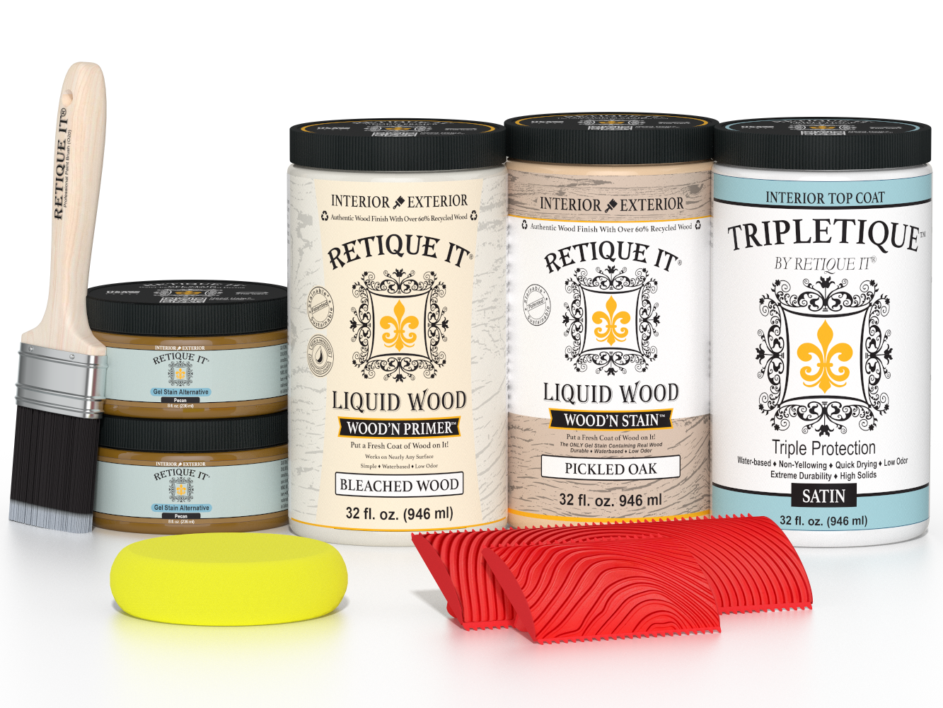 Large White Oak Wood'n Finish Kit by Retique It® for interior top coating, featuring a satin finish for wood surfaces.