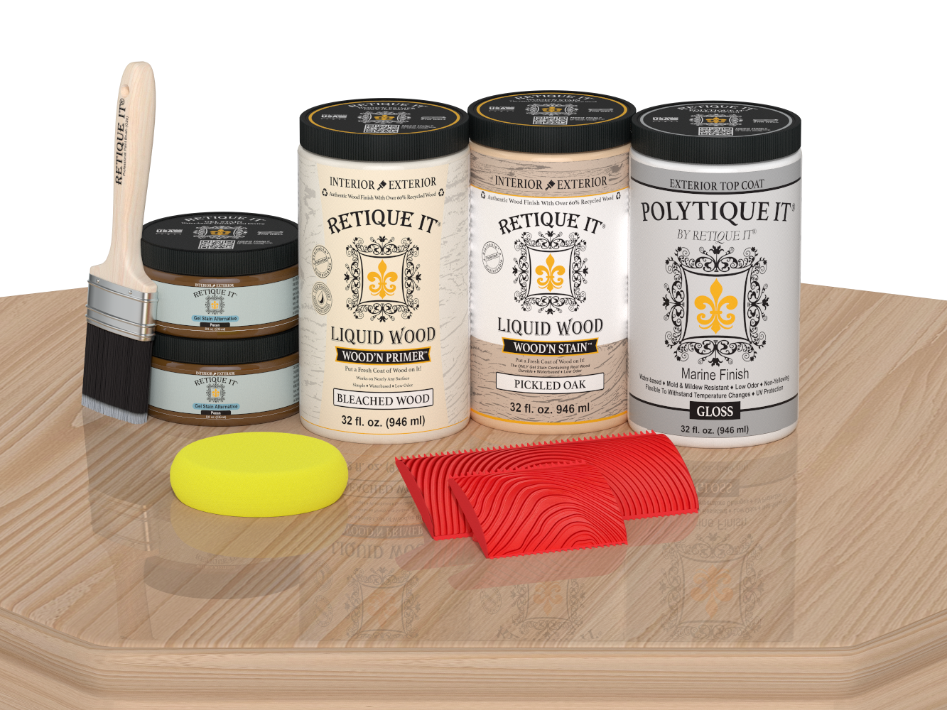 Wood'n Finish Front Door Kit (Double) - White Oak — Gloss kit contents