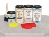 Retique It® Wood'n Finish Kit with four large white wash stain bottles, matte finish for tabletop furniture projects.