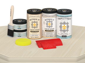 Retique It® White Wash countertop kit for full kitchen stain project, featuring matte finish on a wooden surface.