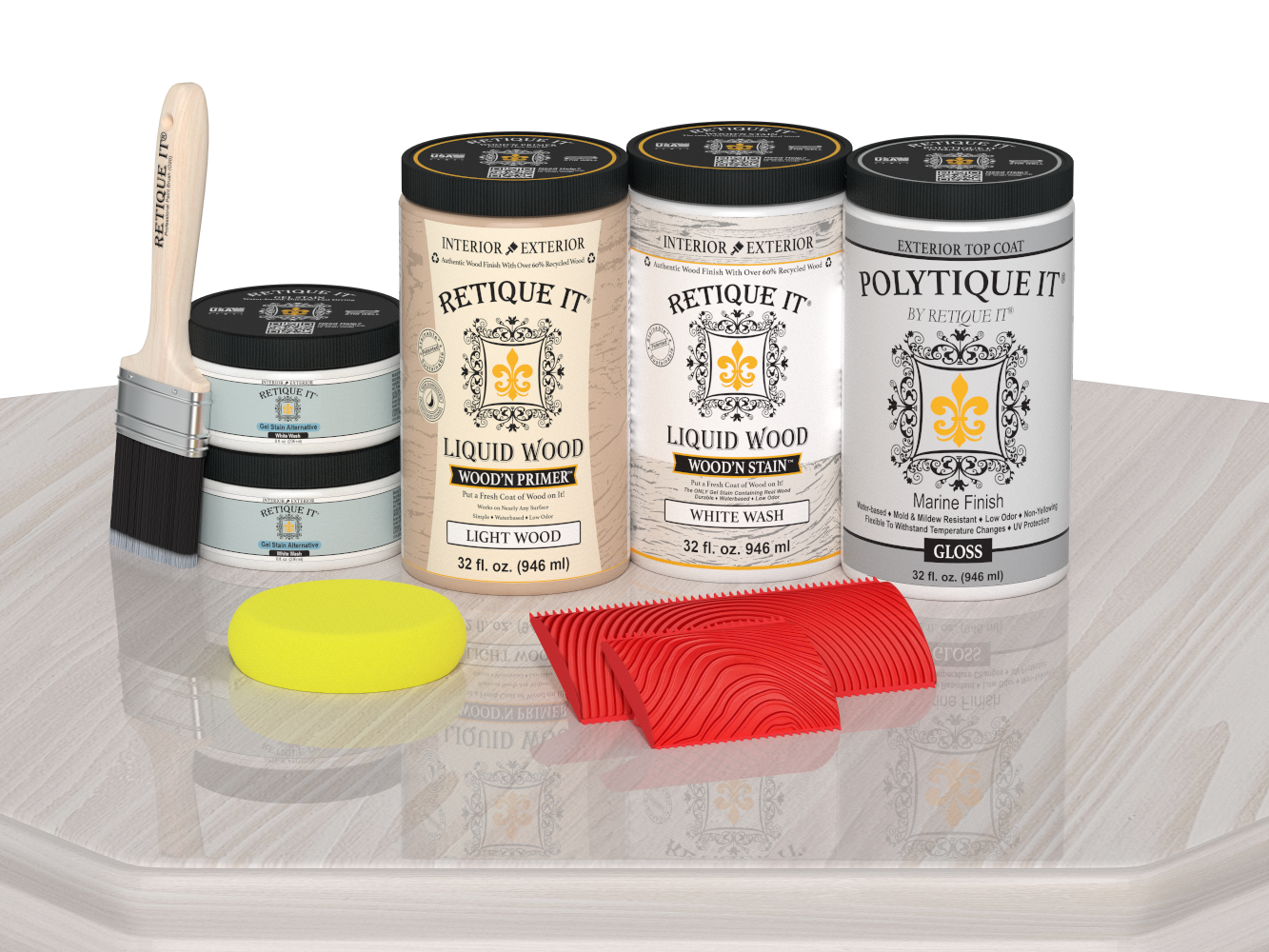 Wood'n Finish Front Door Kit (Double) - White Wash — Gloss kit contents