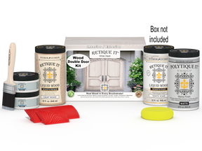 Wood'n Finish Front Door Kit (Double) - White Wash — Matte kit contents with door box