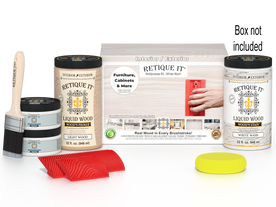 Large White Wash Wood'n Finish Kit by Retique It, featuring wood finish tools and supplies in a white wash design.