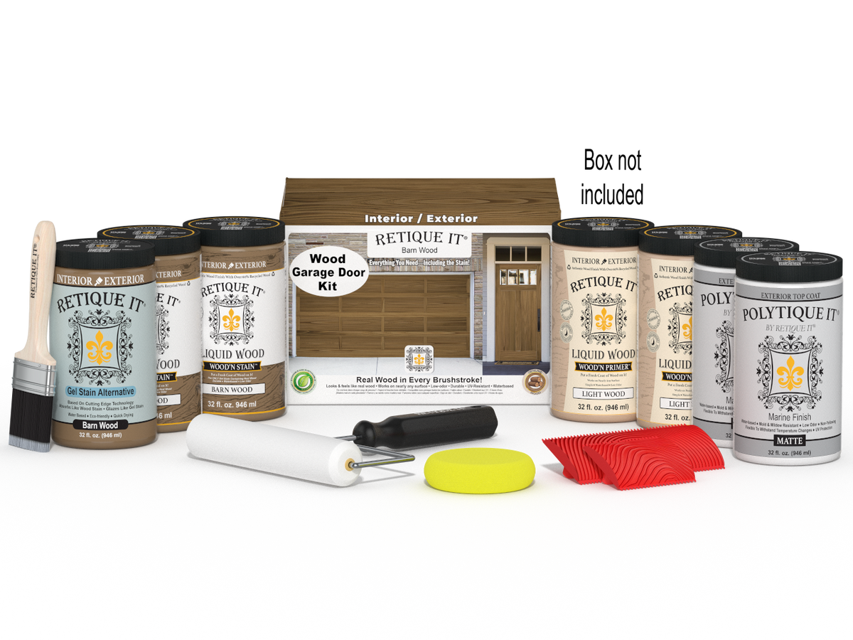 Wood'n Door Kit (Front & Garage Door) - Barn Wood — Matte kit contents with door box