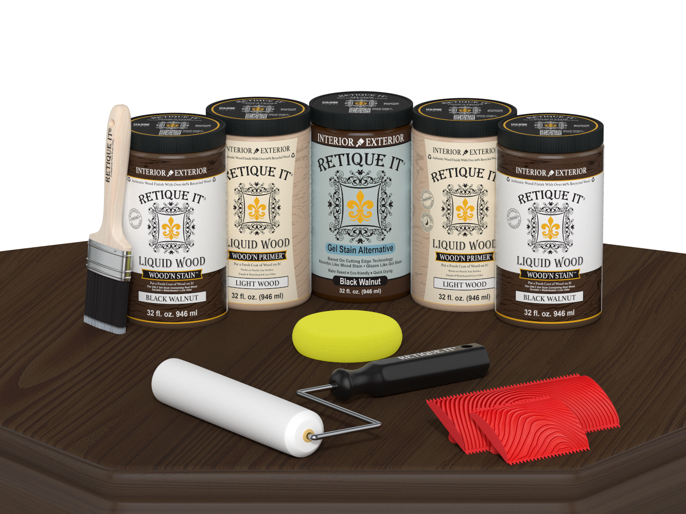 Black Walnut Wood'n Cabinet Kit with 24 grained doors, featuring Retique It® stain for a natural wood finish.