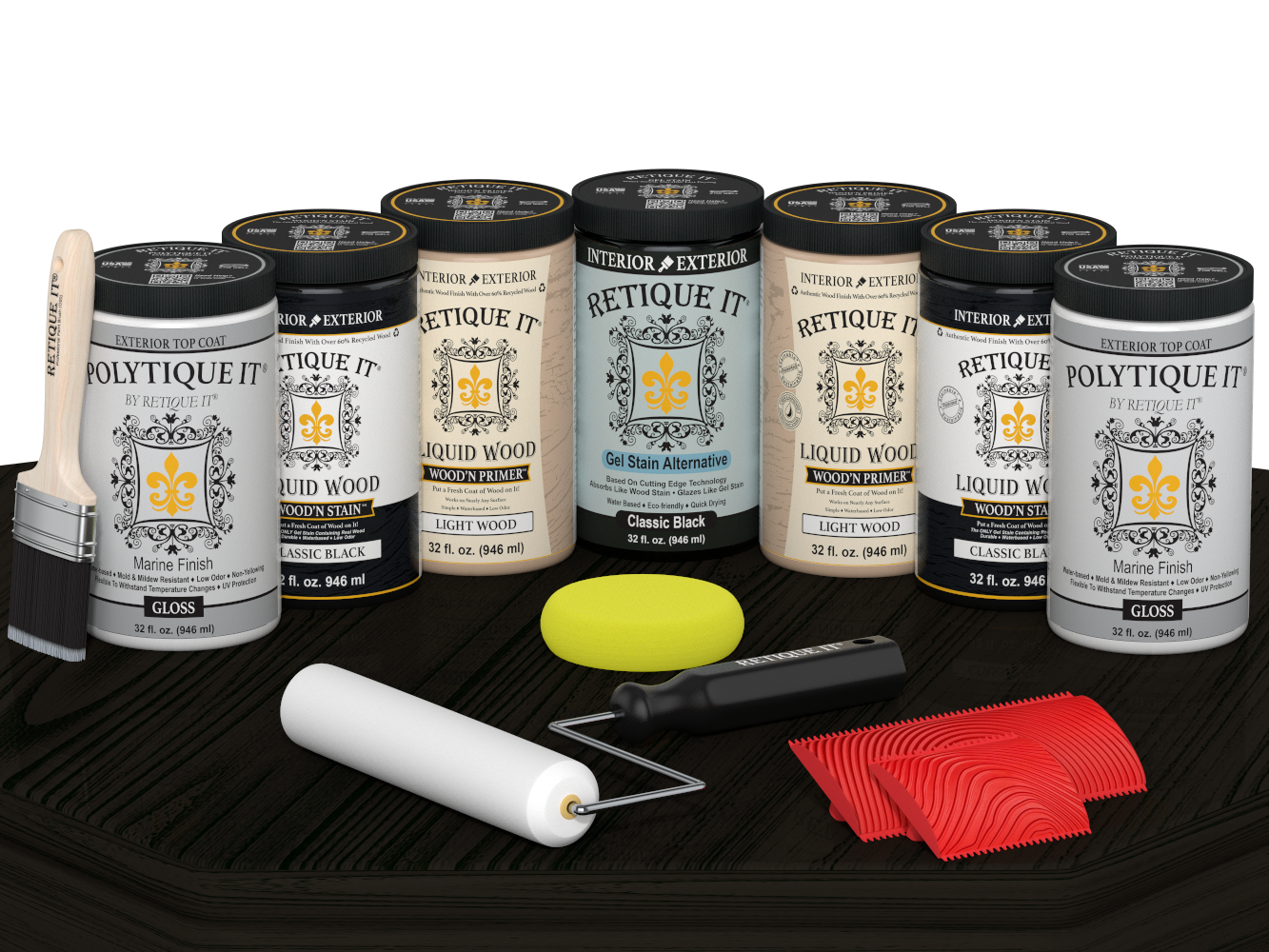 Wood'n Door Kit (Front & Garage Door) - Classic Black — Gloss kit contents