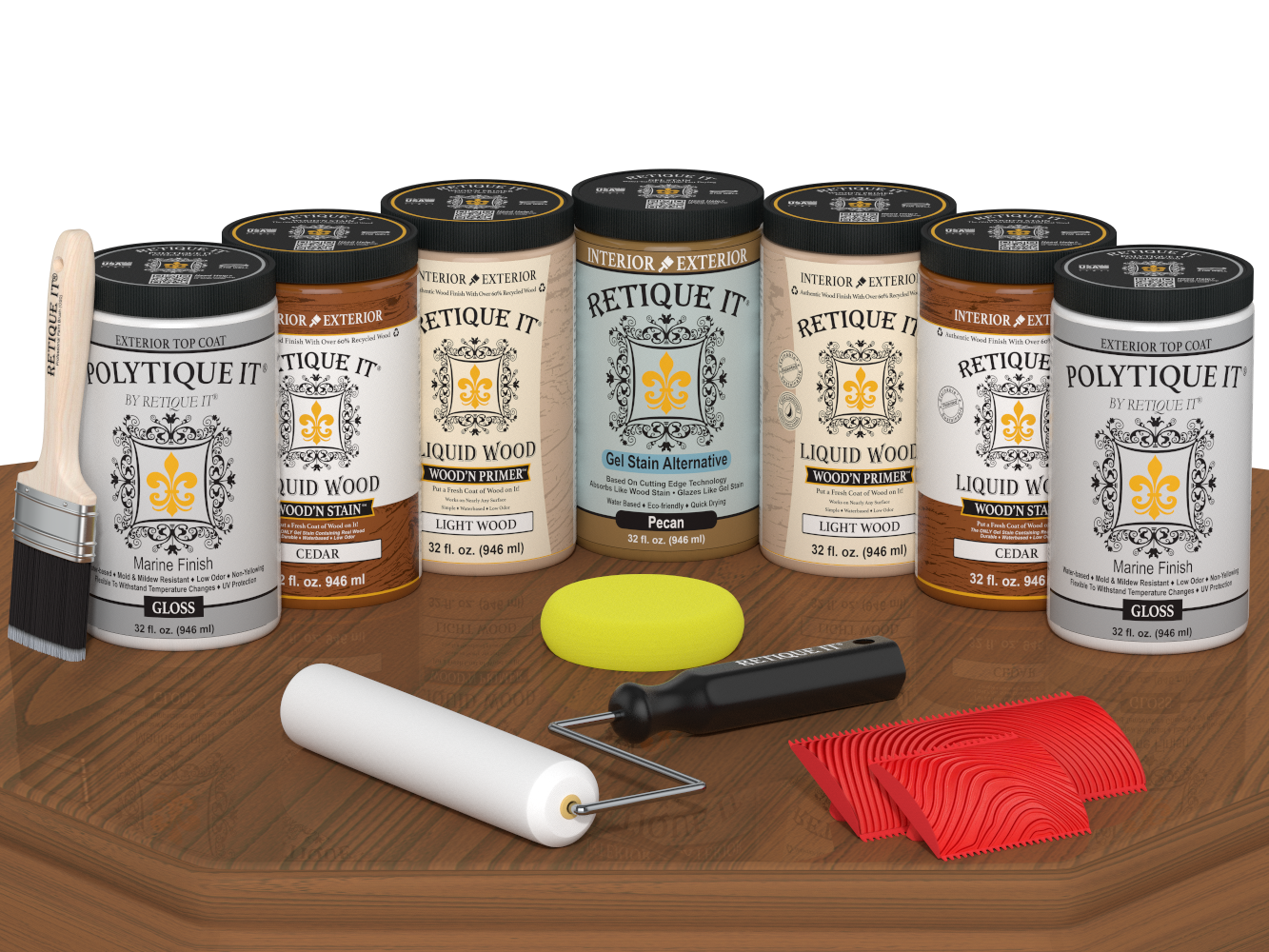 Wood'n Door Kit (Front & Garage Door) - Cedar — Gloss kit contents