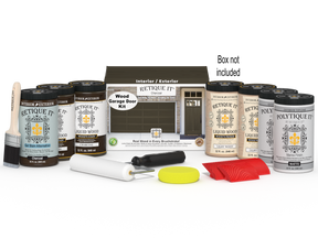 Wood'n Door Kit (Front & Garage Door) - Charcoal — Matte kit contents with door box