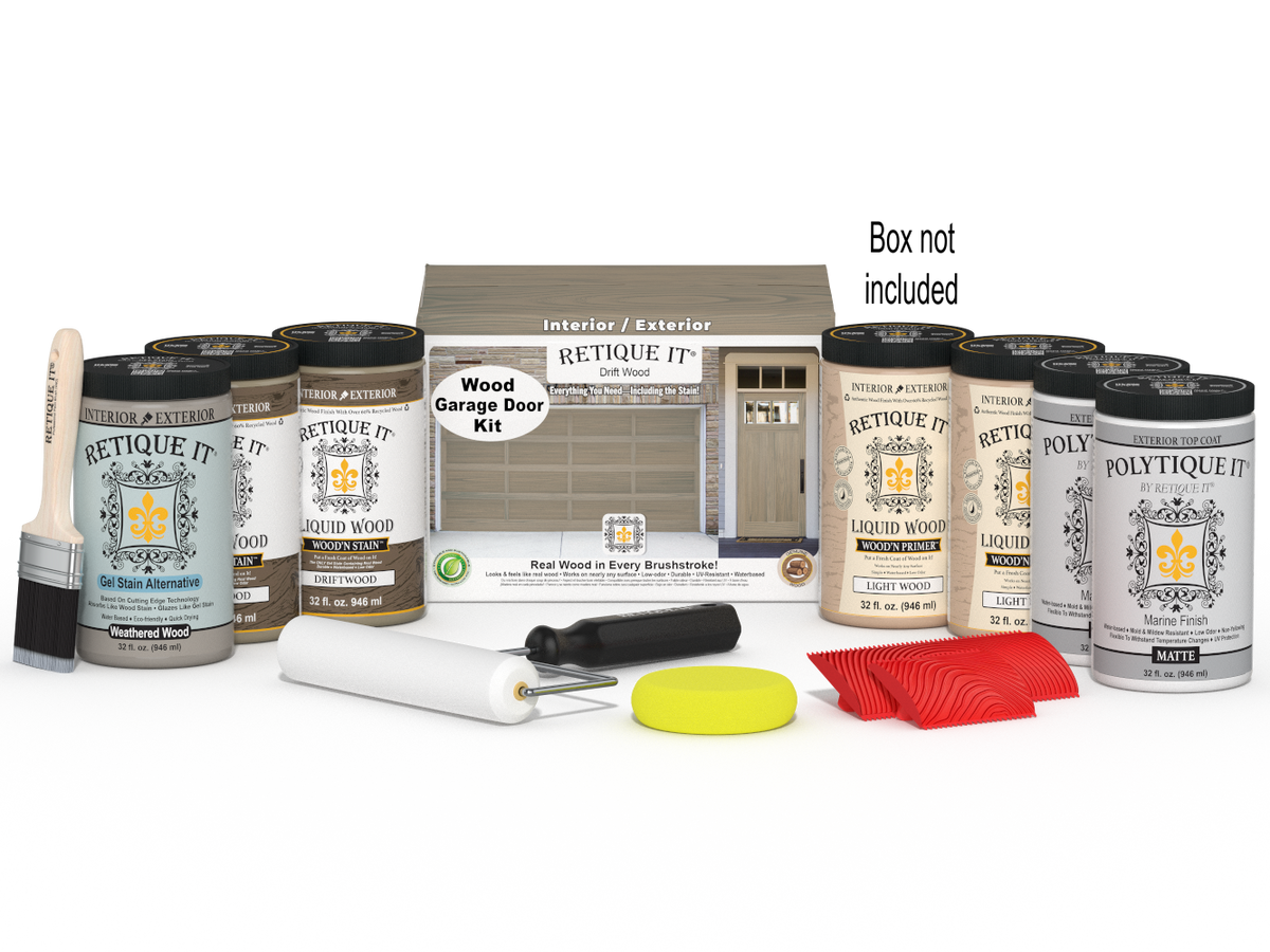 Wood'n Door Kit (Front & Garage Door) - Drift Wood — Matte kit contents with door box