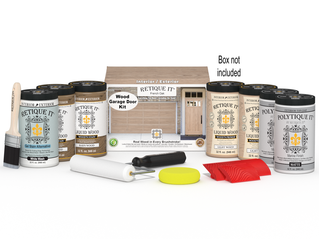 Wood'n Door Kit (Front & Garage Door) - French Oak — Matte kit contents with door box