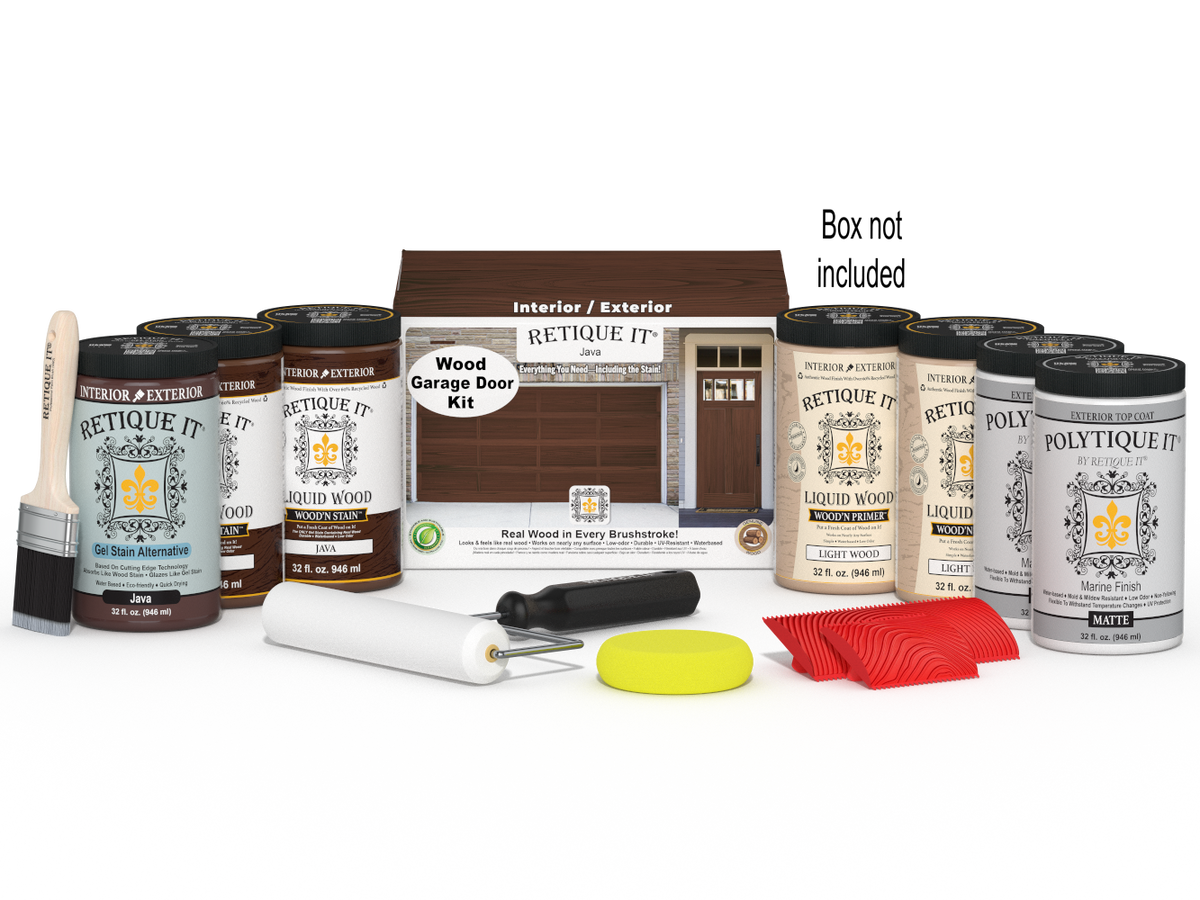 Wood'n Door Kit (Front & Garage Door) - Java — Matte kit contents with door box