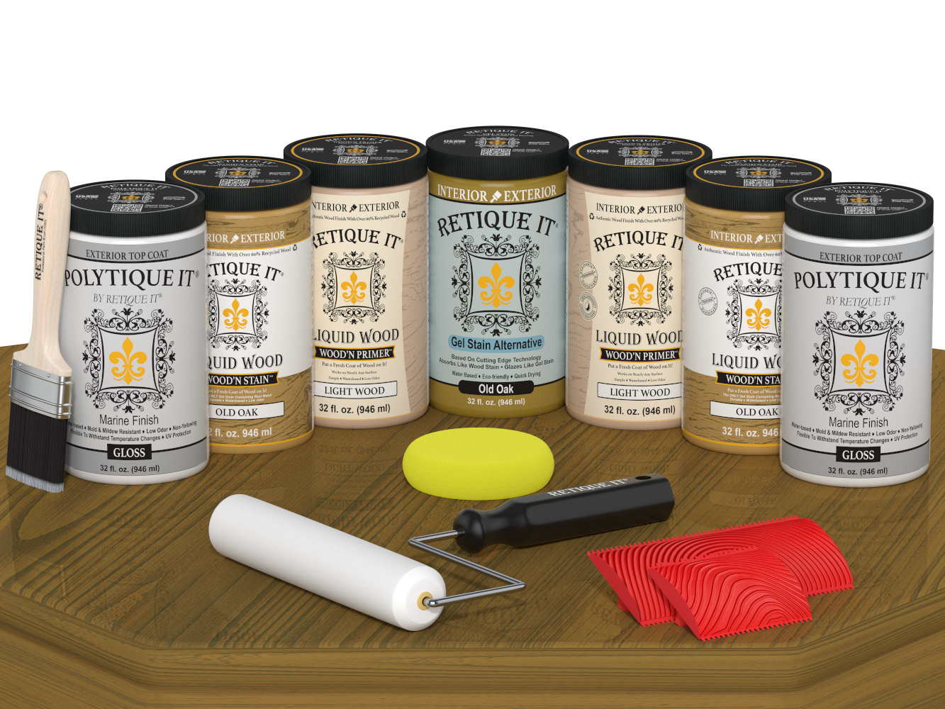 Wood'n Door Kit (Front & Garage Door) - Old Oak — Gloss kit contents