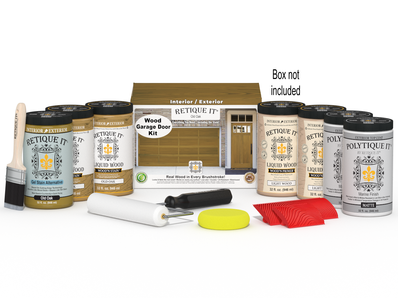 Wood'n Door Kit (Front & Garage Door) - Old Oak — Matte kit contents with door box