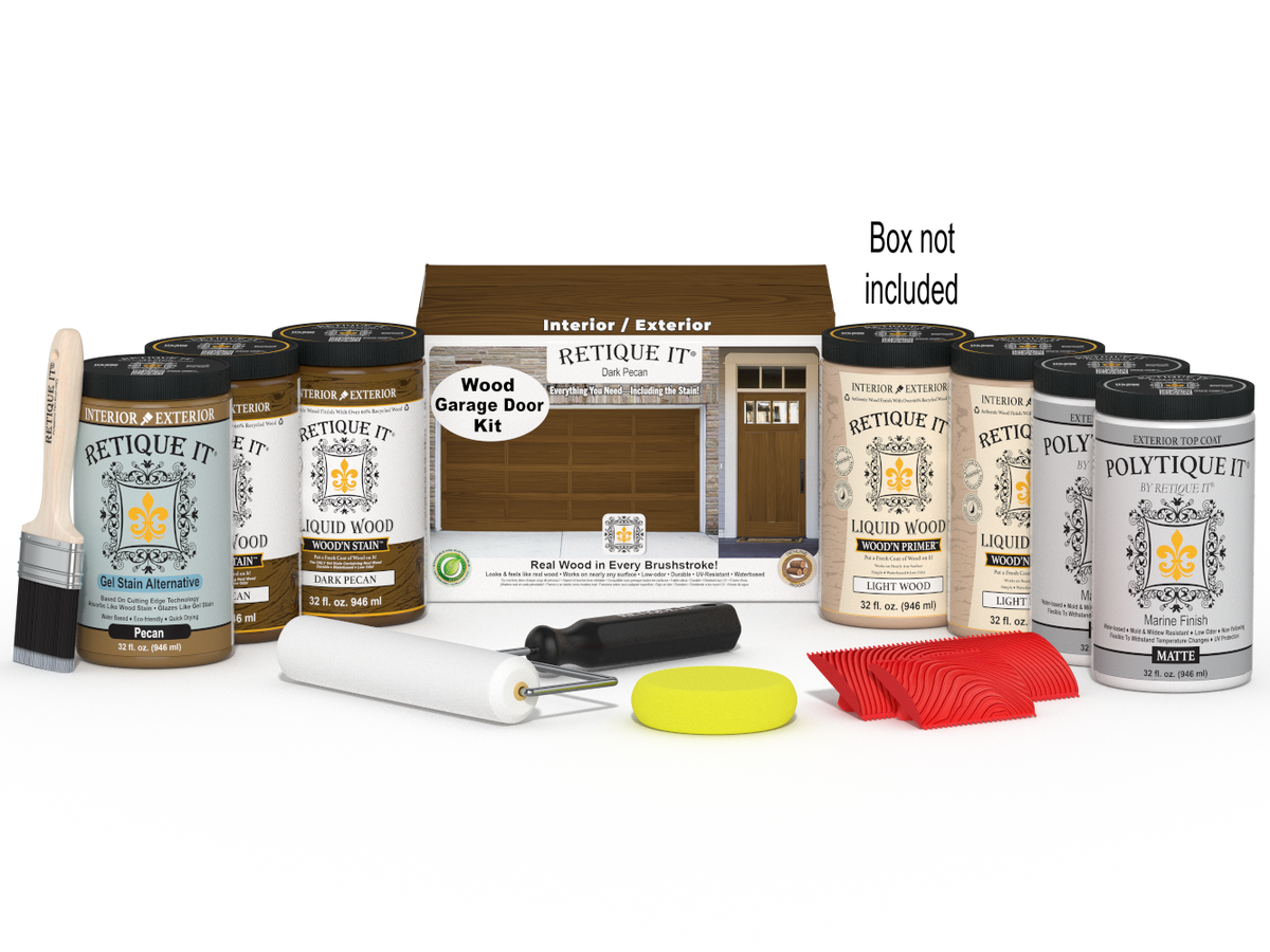 Wood'n Door Kit (Front & Garage Door) - Dark Pecan — Matte kit contents with door box