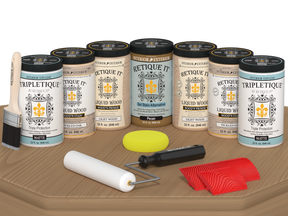 Retique It® Wood'n Cabinet Kit with pickled oak stain, matte finish, 24 door grained wood stain for kitchen cabinets.