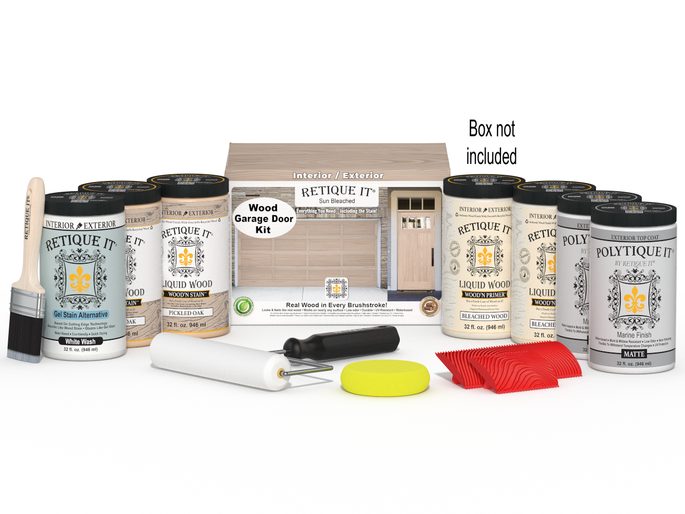 Wood'n Door Kit (Front & Garage Door) - Sun Bleached — Matte kit contents with door box