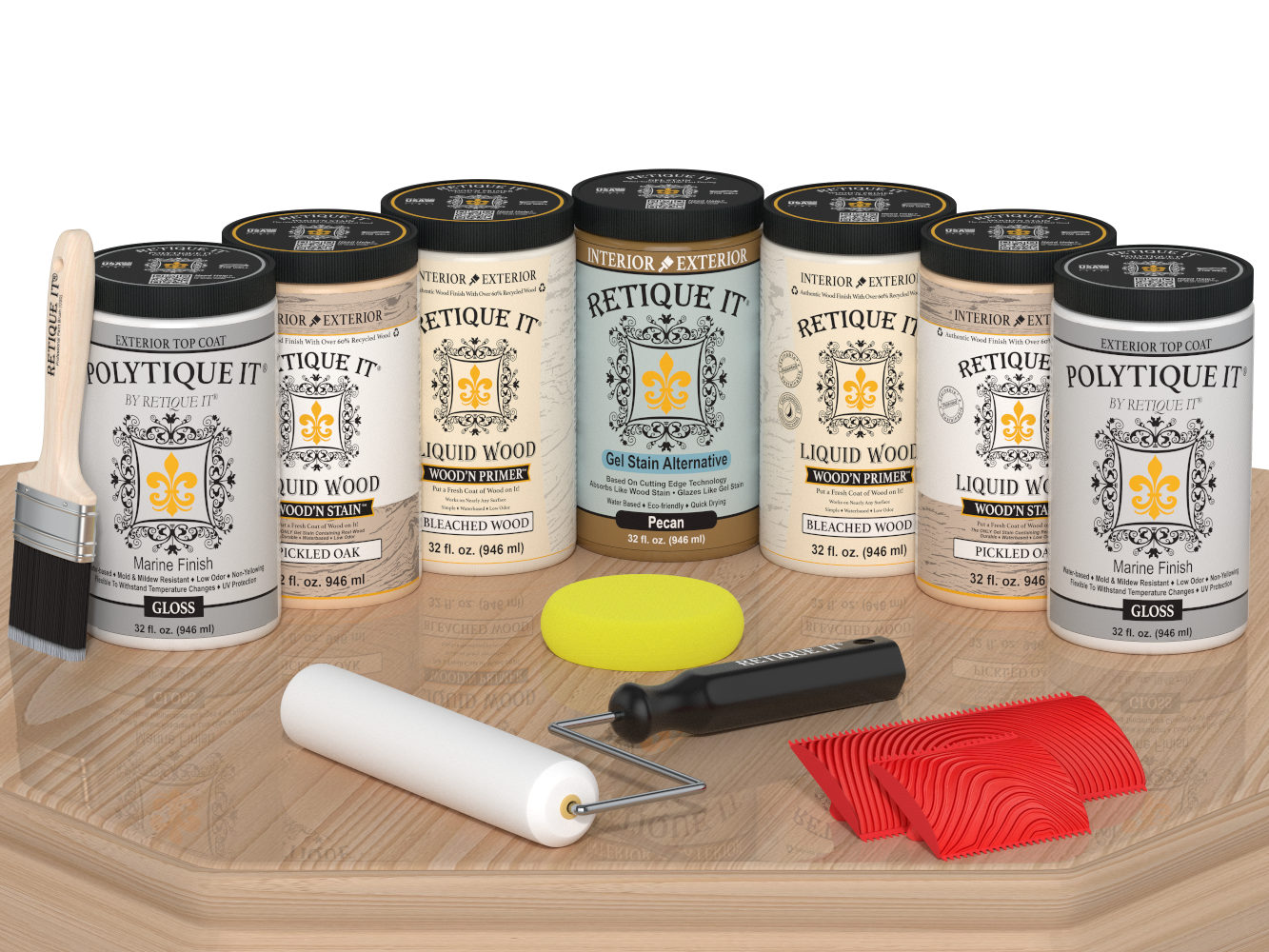 Wood'n Door Kit (Front & Garage Door) - White Oak — Gloss kit contents