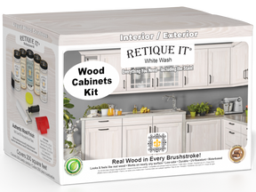 Retique It Wood'n Cabinet Kit with 24 grained white wash stained cabinet doors, showcasing natural wood grain and white finish.