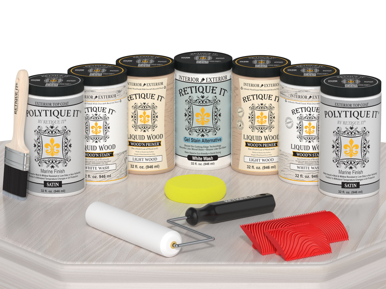 Wood'n Door Kit (Front & Garage Door) - White Wash — Satin kit contents