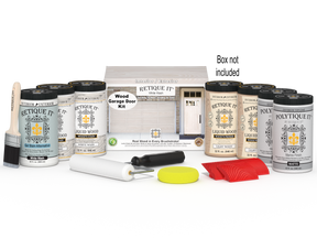 Wood'n Door Kit (Front & Garage Door) - White Wash — Matte kit contents with door box