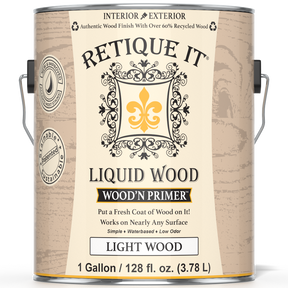 Retique It® Liquid Wood Wood'n Primer in light wood color, 128 fl oz, suitable for wood surface preparation and finishing.