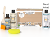 Retique It Multi-purpose Smooth Finish Kit in White Oak for interior wood top coat, includes application tools and finish samples.