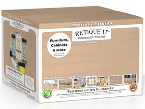 Retique It® Wood'n Finish Kits multi-purpose smooth finish kit in White Oak for exterior top coat, with four large containers.