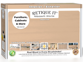 Retique It® White Oak Multi-purpose Smooth Finish Kit (Med) with wood finish tools in a box, designed for wood furniture and surface refinishing.