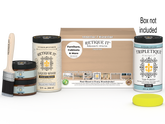 Large white oak wood finish kit by Retique It for interior top coats, includes tools and products for smooth wood surface finishing.