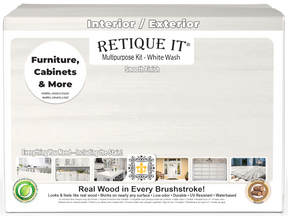 Retique It® Multi-purpose Smooth Finish Kit in white wash, exterior wood top coat, featuring four large containers for wood finishing.