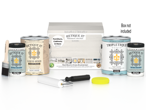 Retique It® Wood'n Finish Kits white wash interior top coat in a multi-purpose smooth finish kit with four large containers.