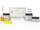 Retique It Multi-purpose Smooth Finish Kit in white wash for exterior wood, including top coat and application tools.