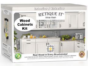 Retique It® Wood'n Cabinet Kit with 24 white wash stained doors, smooth finish, designed for cabinet renovation.