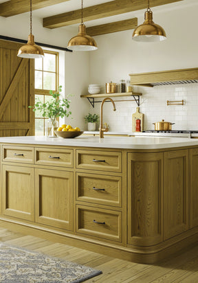 Large Wood'n Kit in Old Oak by Retique It® for exterior top coat, shown on a barnwood kitchen island.