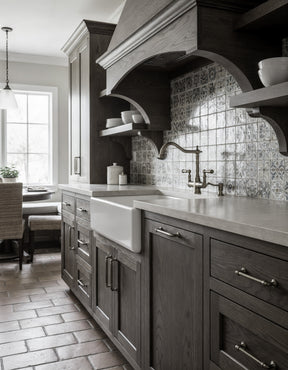 Large Black Wood'n Kit exterior top coat by Retique It® for wood finishing, shown on black walnut rustic kitchen surface.