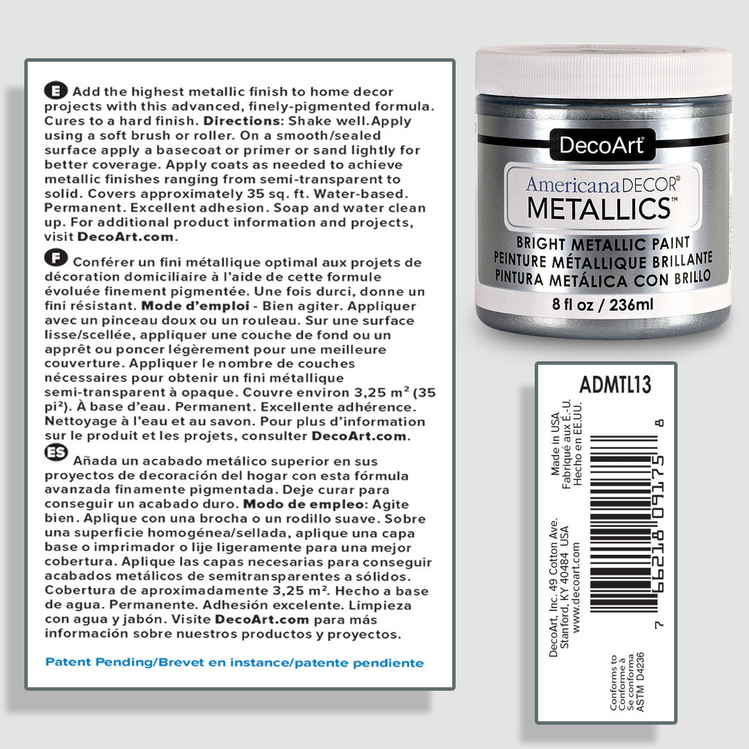 DecoArt Metallics 3-Color Set featuring vibrant metallic acrylic paints in various shades for arts and crafts projects.