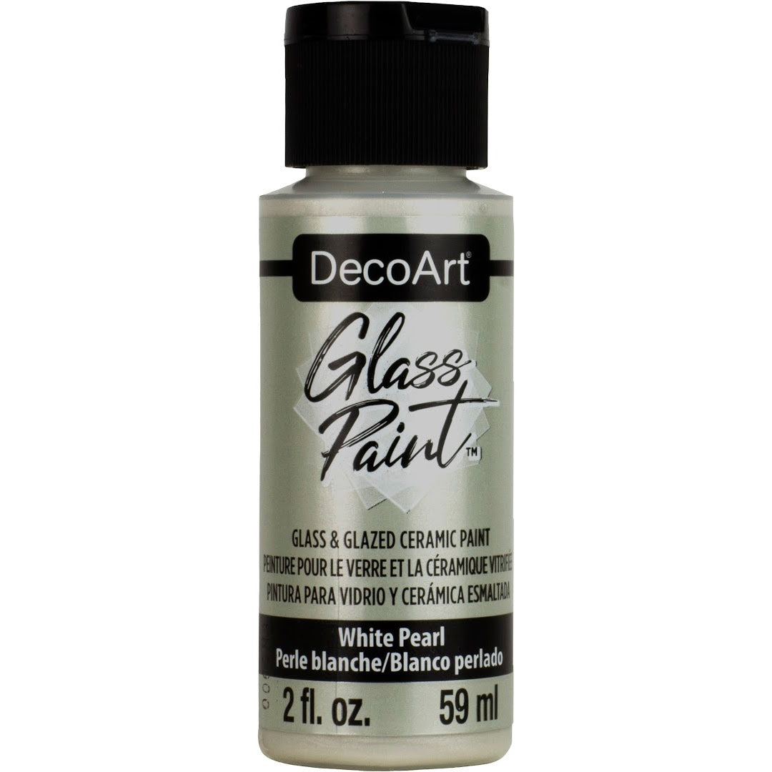 DecoArt Glass Paint Metallics in gold, 2 oz bottle, featuring shiny metallic finish for glass and craft projects