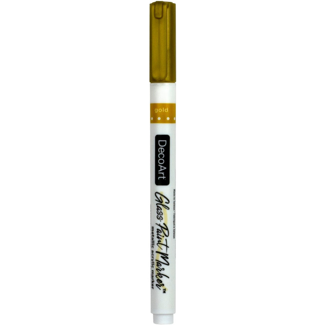 DecoArt silver opaque glass paint markers, fine tip for detailed glass decorating and craft projects