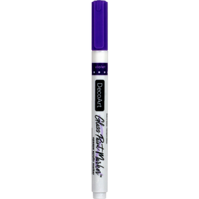 DecoArt opaque silver glass paint markers with fine tips for decorating and customizing glass surfaces.