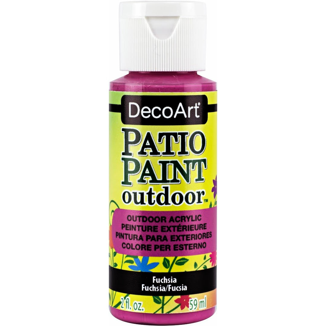 DecoArt Vintage Rose outdoor acrylic patio paint in a 2 oz bottle, suitable for outdoor furniture and garden decor.