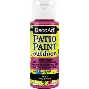 DecoArt Vintage Rose outdoor acrylic patio paint in a 2 oz bottle, suitable for outdoor furniture and garden decor.
