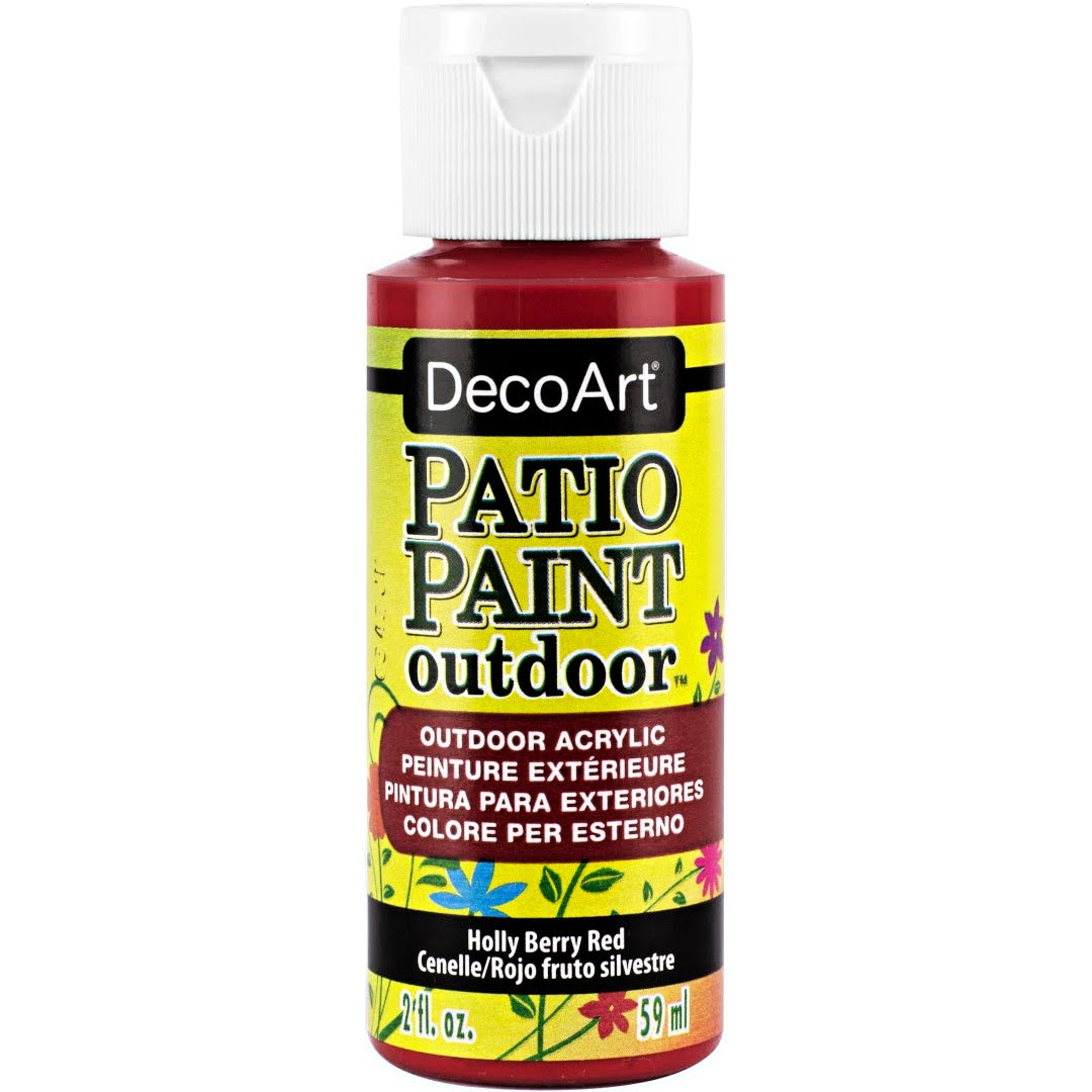 DecoArt Vintage Rose outdoor acrylic patio paint in 2 oz bottle, suitable for outdoor furniture and surfaces.