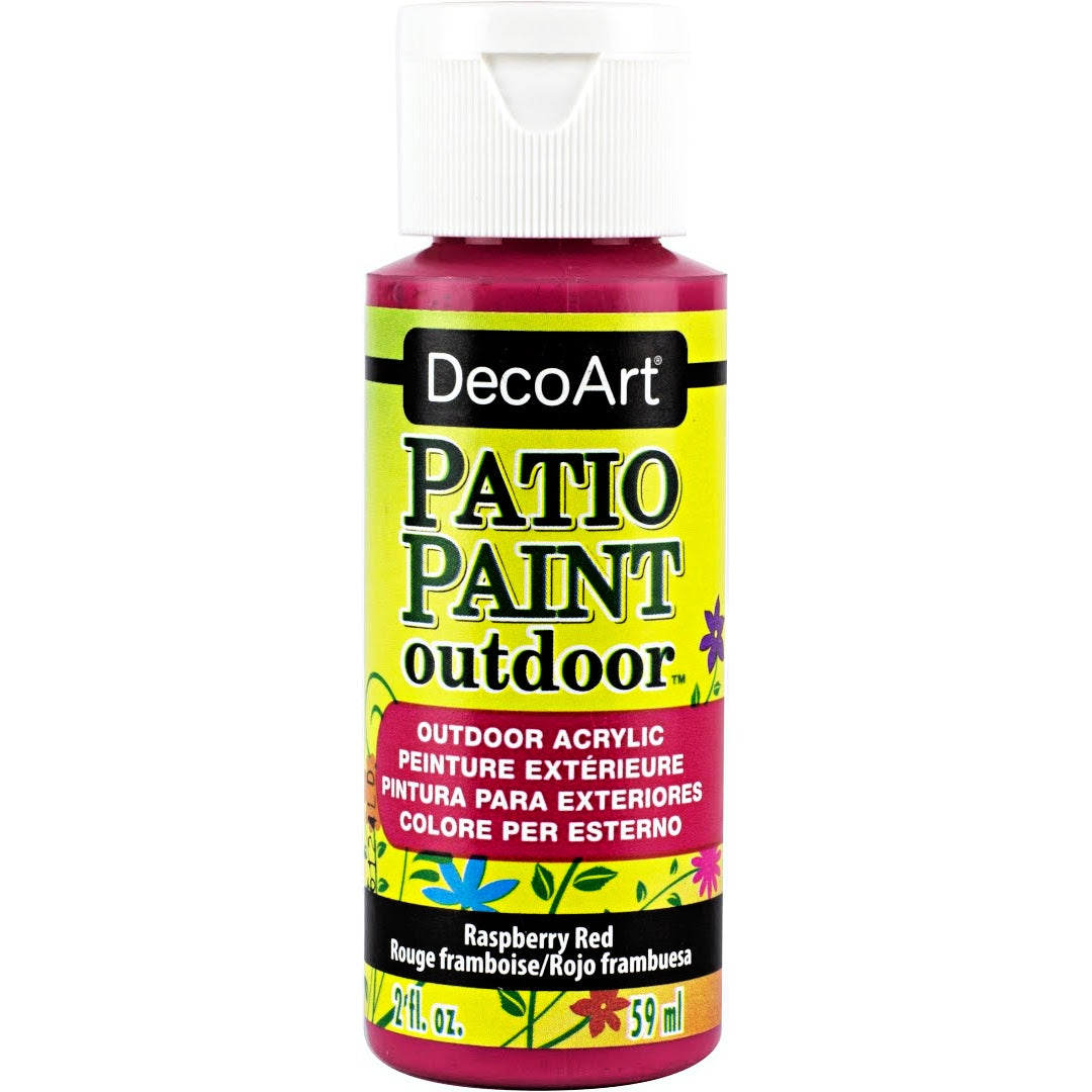 DecoArt Vintage Rose outdoor acrylic patio paint in 2 oz bottle, suitable for garden furniture and outdoor decor.